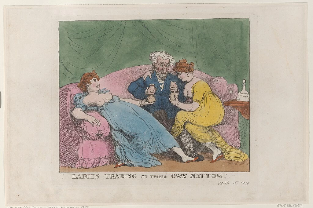 Thomas Rowlandson-108-Le donne che commerciano sul loro sedere
